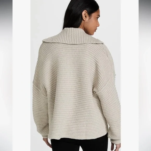 Free People M Tan Pebble Marlie V-neck Pullover Sweater - Picture 2 of 12